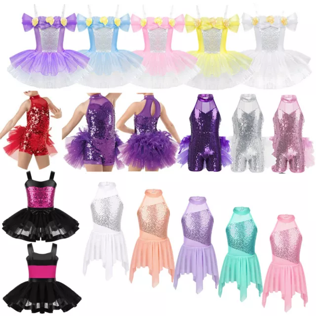 Girls Tutu Ballet Dance Dress Latin Jazz Leotard Skating Skirt Dancewear Costume