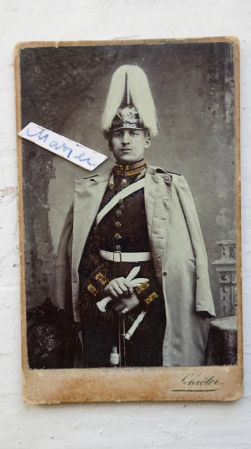 Foto Wk1 CDV Karte Portrait Soldat Offizier Mantel Haube Ks Bild Brandenburg