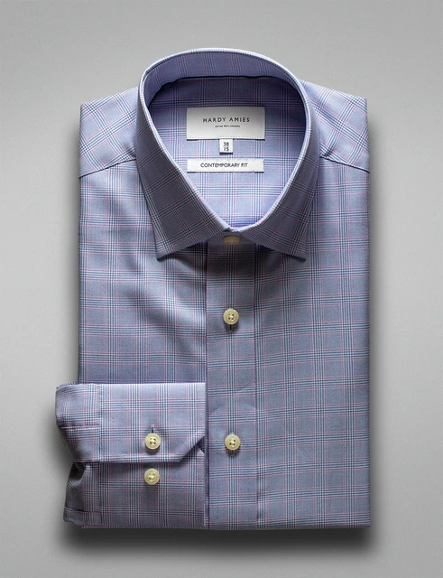HARDY AMIES Pink Check Business Shirt (Contemporary Fit)