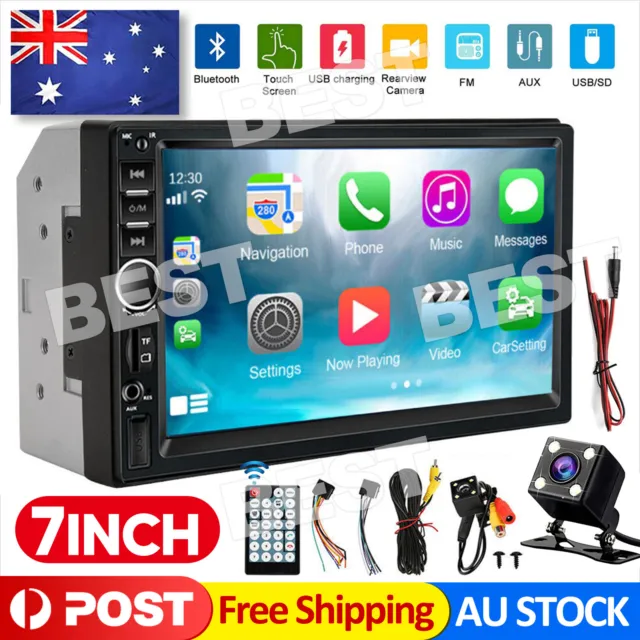 7" Double 2 DIN Bluetooth Head Unit Car Stereo Touch Screen Radio FM TF USB AUX