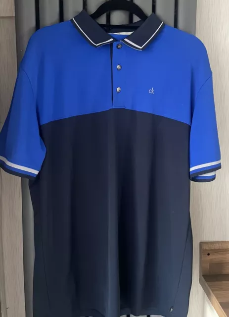 Mens Calvin Klein Golf Blue Multi Polo Shirt Sz X Large