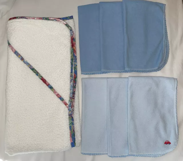Baby Hooded Terry Towel 30x32 With 6 GERBER Washcloths 11x18