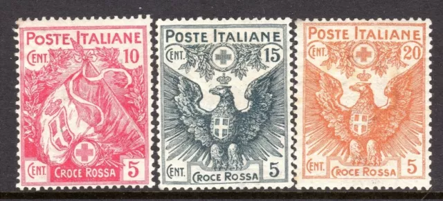 Italy Scott #B  1-3 VF Unused 1915-16 Italian Flag & Eagle Bearing Arms of Savoy