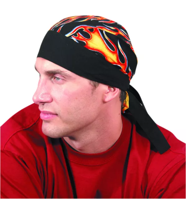 2 Pack Occunomix Tuff Nougies Tie Hat- Flame - Doo Rag - Tn5-Fla