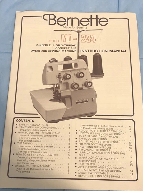 Bernina Bernette MO-234 Overlocker Serger Machine Owners Instruction Manual