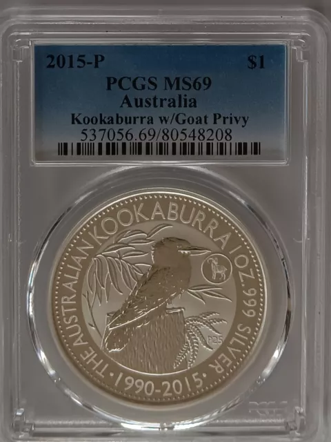 PCGS MS69 2015-P Australia KOOKABURRA Goat Privy $1 Dollar Silver 1oz Perth Ag
