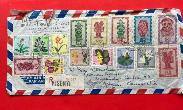 Old Registered Ruanda Cover - 1956 - With Many Stamps