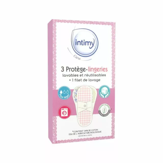 3 Serviettes Hygiénique Réutilisable Lavable Machine Protege Slip Culotte INTIMY