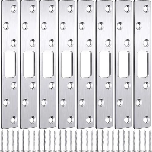 8 Pcs 6 Inch Door Strike Plate with Screws Stainless Steel Security Latch Str...