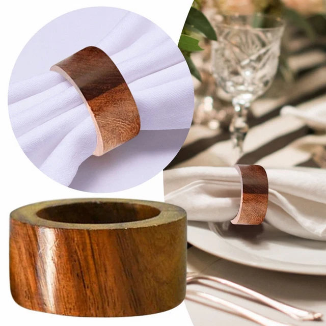 Anillo de servilleta anillo de toalla de madera cuentas de madera cargadores de mesa de mesa de madera