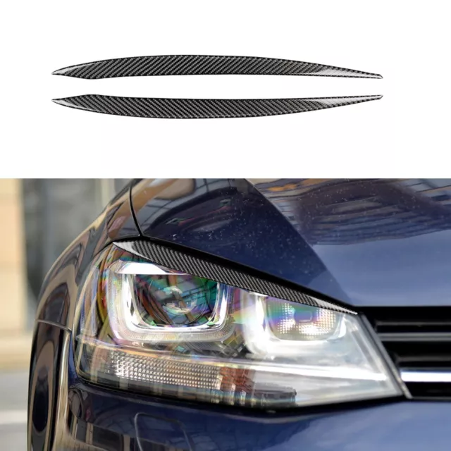 Carbon Fiber Headlight Eyelid Eyebrow Light Brow Trim For VW Golf MK7 R GTI GTD