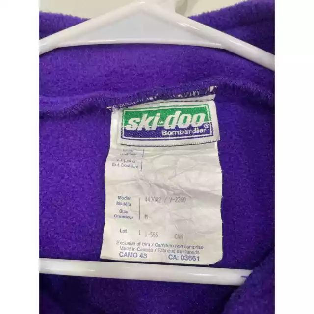 VINTAGE SKI-DOO PURPLE Embroidered Quarter Zip Fleece Jacket Mens ...