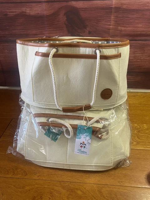 Baby Diaper Caddy Organizer Holder Felt Cloth Bag Essentials Storage Bins Beige