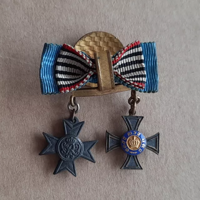 Miniatur Knopf Ordensspange Preußen Kronenorden Verdienstkreuz Kriegshilfsdienst