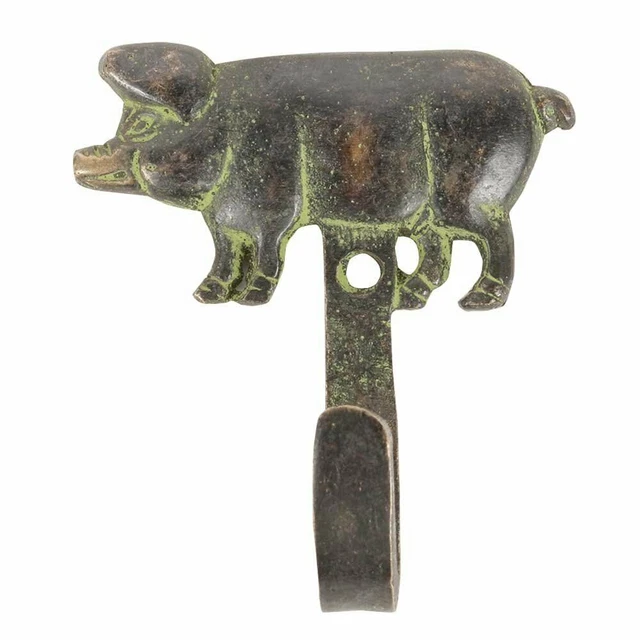 Vintage Hanger for Backpacks Multicolor Antique Coat Rack Brass Wall Hooks Pig