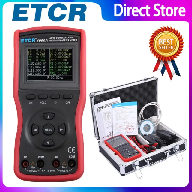 ETCR4000A Intelligent Double Clamp Digital Phase Voltmeter CT Size Φ8mm ✦KD