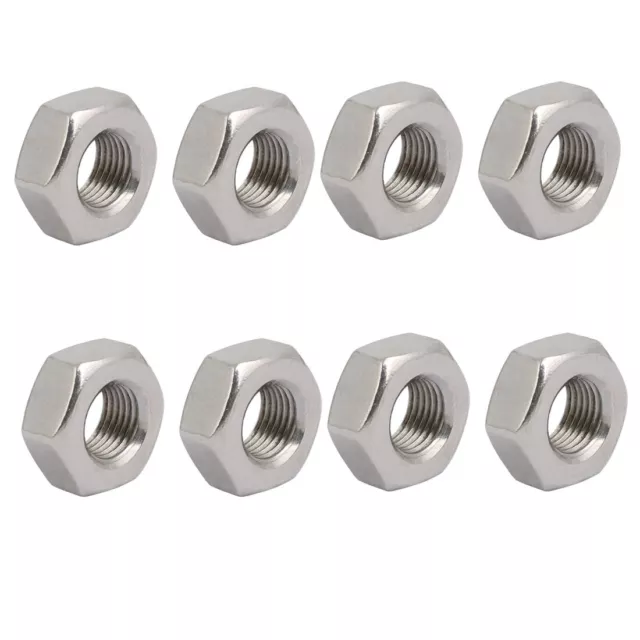 8pcs M10 x 1mm Pitch Metric Fine Thread 304 Stainless Steel Hex Nuts