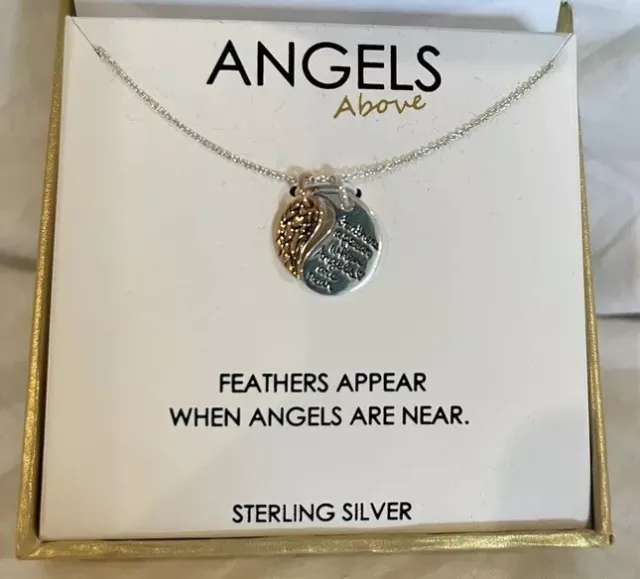 Footnotes Sterling Silver 16” Necklace “Feathers Appear When Angels Are Near”