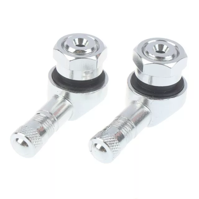 2Pcs 90 Degree Motorcycle Wheel Rim Tyre Valve Stem Extension Chrome Plated