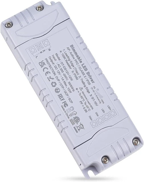 REYLAX Transformateur 220V 24V Dimmable, Triac & 0-10 V & 1-10 V & PWM & Résistance 100k, 3.33A 80W Alimentation De Tension Constante 24V, Transformateur LED Basse Tension, Transfo LED AC à