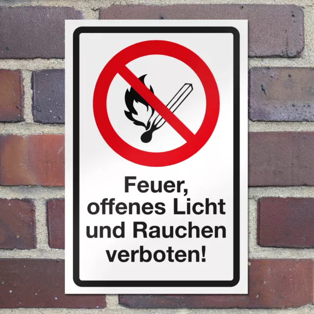 WANDKINGS Hinweisschild "Feuer, offenes Licht und Rauchen verboten!" Privat