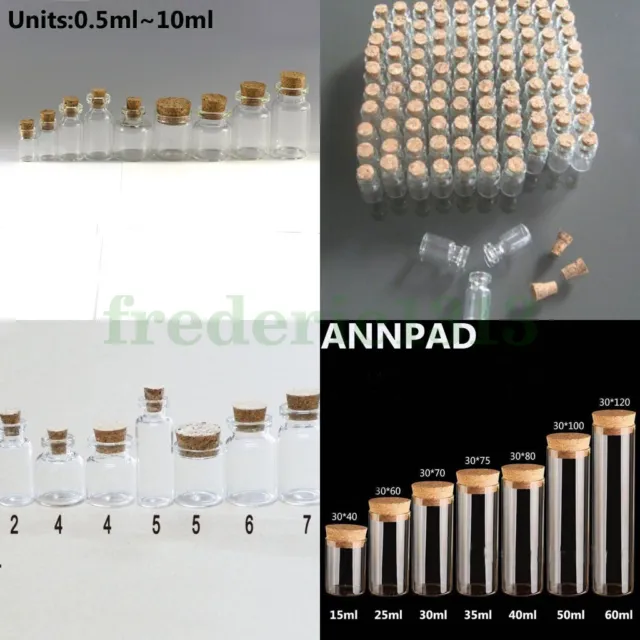 Wholesale Lots Small Clear Glass Bottles 0.5ml--60ml Empty Vials with Cork