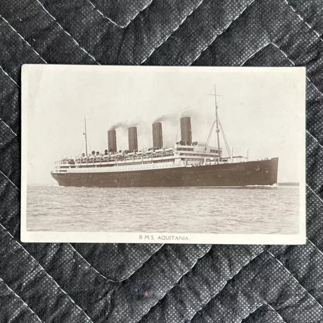 Beautiful Antique Real Photo Cruise Ship Postcard Cunard Line RMS Aquitania RPPC