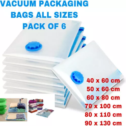 6 x STRONG VACUUM STORAGE SPACE SAVING BAGS VAC BAG SPACE SAVER VACCUM VACUM BAG