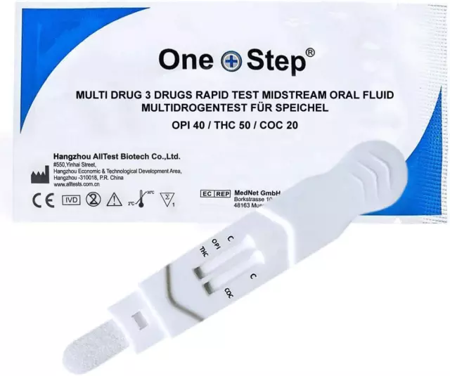 2 X One+Step Multi Drogenschnelltest Für Speichel I Drogentest THC Kokain Opiate