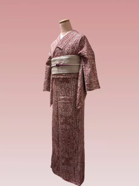 Silk Japanese Women’s traditional vintage komon kimono With floral (Kimono Only)
