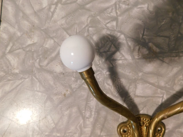 solid brass double coat hooks with white glass ball ends 5