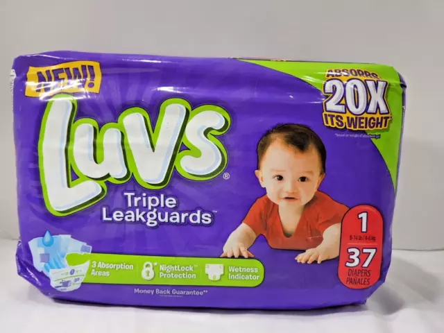 Luvs  Triple Leakguards Newborn Diapers, Nightlock Protection Sz 1,  37 Diapers