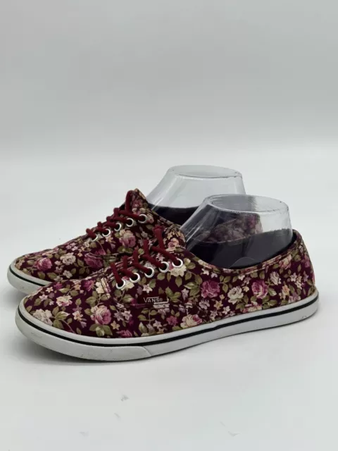 Vans Shoes Unisex Women 7.5 Mens 6 Burgundy Floral Lo Pro Canvas Sneaker Lace Up