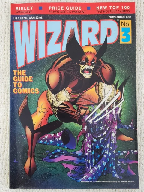 WIZARD #3 MAGAZINE W/ GHOST RIDER Poster 1991 Wolverine Erik Larsen High Grade!