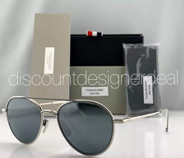 Thom Browne Sunglasses TB-109-B-T-SLV-GRY Silver Gray Frame Silver Mirrored Lens