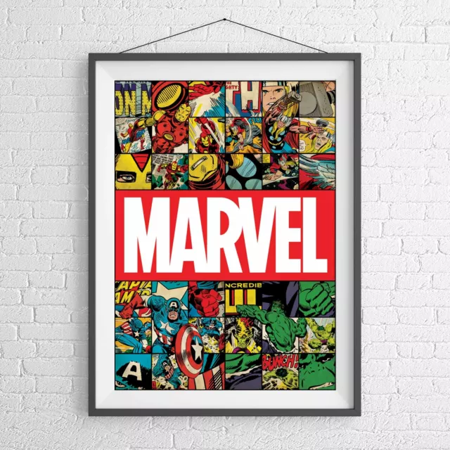 MARVEL SUPERHEROES RETRO COMIC POSTER PICTURE PRINT Sizes A5 to A0 **NEW**