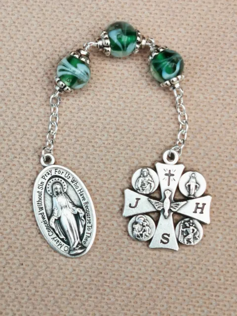 Pocket chaplet with three Hail Mary beads