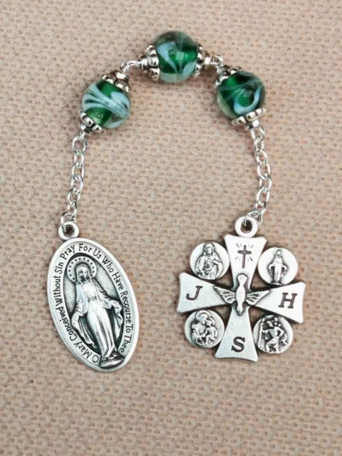 Pocket chaplet with three Hail Mary beads