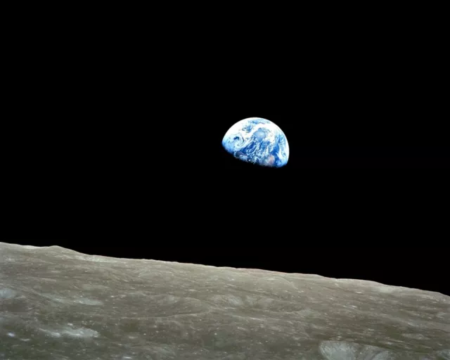 New Photo: Earthrise from Far Side of the Moon, Apollo 8 Lunar Mission - 6 Sizes