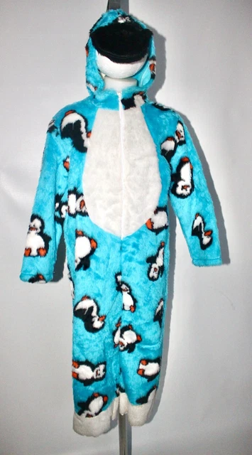 Costume pinguino pelliccia blu bambini tutto in uno 1Onesie Natale abito elegante età 4-6 6-8