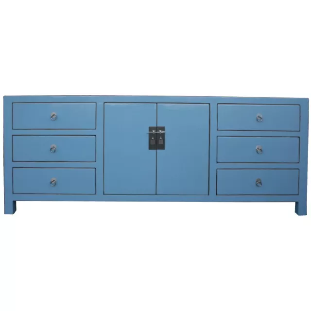 Chinese Furniture - Large Light Grey/Blue Sideboard Buffet (35-080)