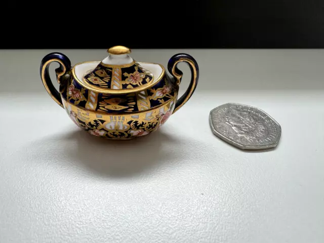 Royal Crown Derby Miniature Covered Sugar Bowl  Imari 6299 (3)