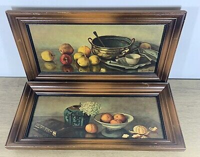 Set of 2 MCM Turner Wall Accessory Framed Prints Apples And Oranges 8.5” X 16.5”