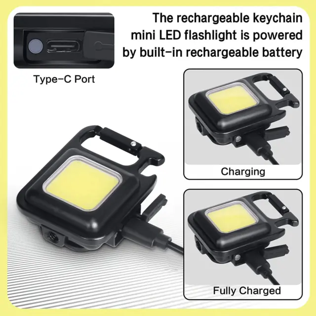800 Lumens Mini COB Flashlights Bright Rechargeable Keychain Small Pocket Light 2