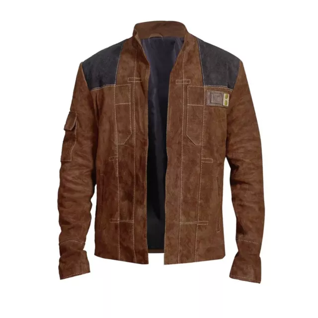 Men's Suede Leather Jacket Han Solo A Star Wars Story Biker Leather Jacket