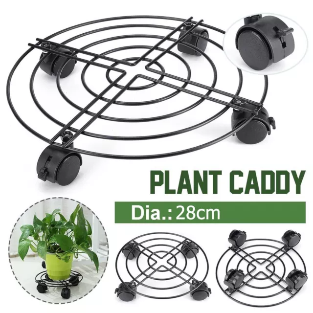 3 Pcs Metal Plant Stand Tray With Wheels Movable Planter Flower Pot Base