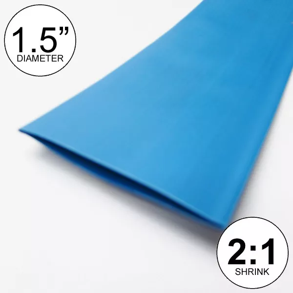 1.5" ID Blue Heat Shrink Tube 2:1 ratio wrap (2x24" = 4 feet) inch/ft/to 40mm