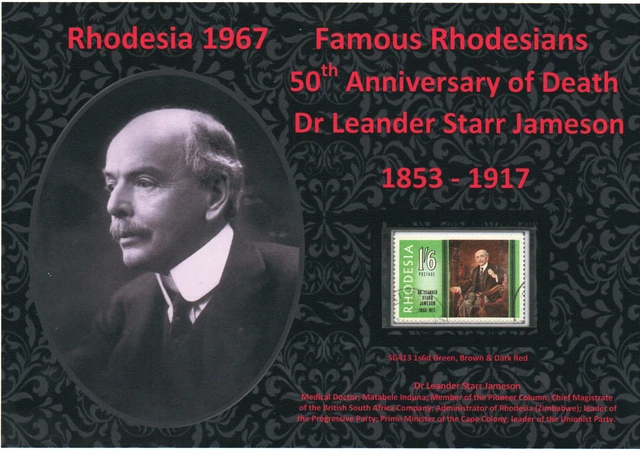 RHODESIA 1967 NICE Display Of Famous Rhodesians Dr Leander Starr ...