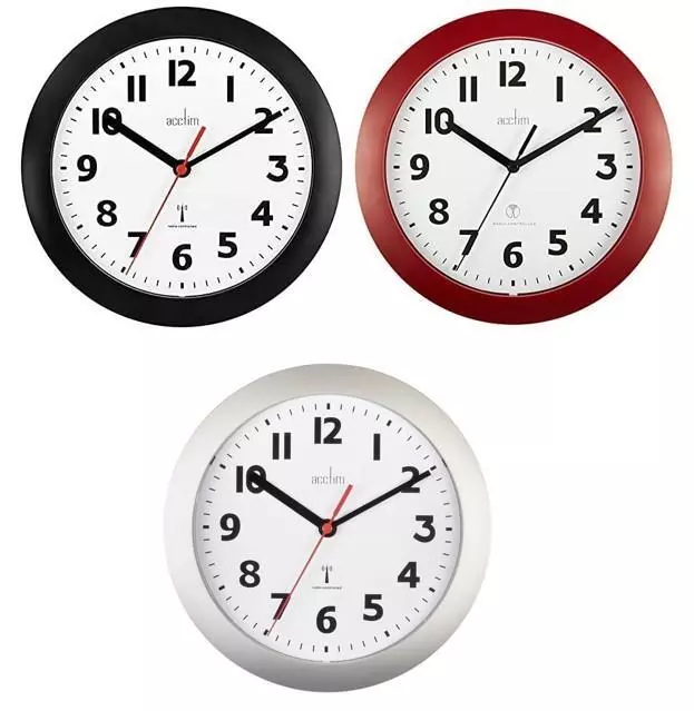 Acctim Parona Radio Controlled Plastic Wall Clock Black 74313 23cm