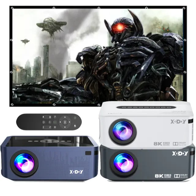 XGODY Projektor 5G WiFi Bluetooth HD 1080p 4K 8K LED 12000 Lumen Heimkino Beamer